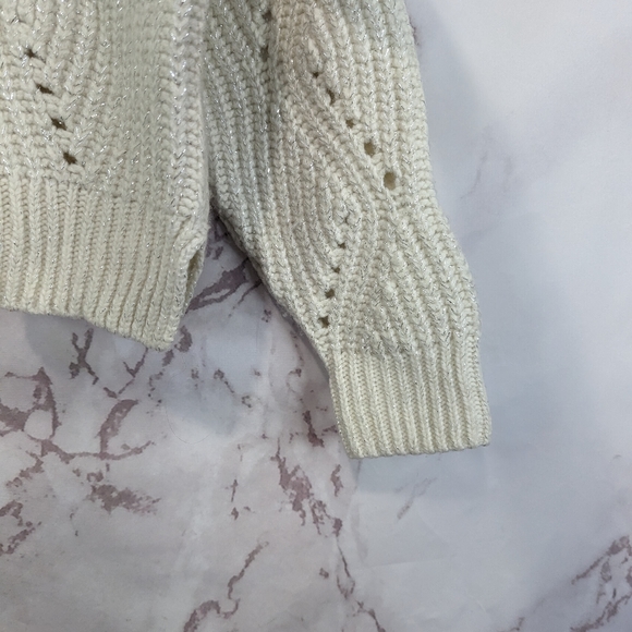 & Other Stories Sweater Crop Wool White Metallic Mock Paris - Picture 4 of 10